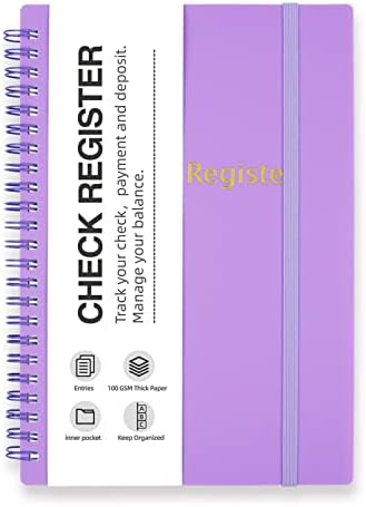 Check Registers for Personal Checkbook，Double Spiral Check Register Book，Budget Planner with Check Register for Personal and Work, 6.1'' x 8.4'' - Purple