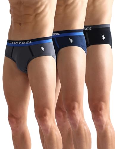 Image of U.S. Polo ASSN. Mens OET07 Dual Tone Cotton Stretch Underwear Briefs - Pack of 3