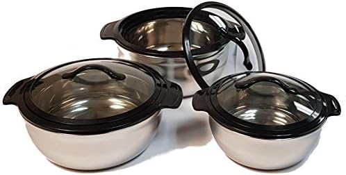 Tmvel bright star galaxy set Insulated Stainless Steel Casserole, 1600,2500,3500 ML, Black