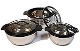 Tmvel bright star galaxy set Insulated Stainless Steel Casserole, 1600,2500,3500 ML, Black