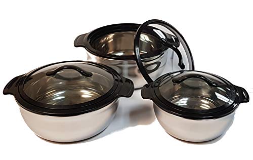 Tmvel Bright Star Galaxy Set Insulated Stainless Steel Casserole, 1600,2500,3500 Ml, Black #TOP7