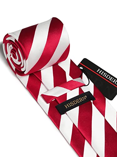 Image of HISDERN Mens Tie Striped Ties and Handkerchief Set Business Formal Woven Pocket Square Wedding College Stripe Necktie