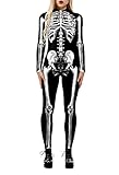 Fixmatti Womens Skeleton Costume Human Bones Roseplay Bodysuit Female Zombie Costumes Jumpsuit Black XL