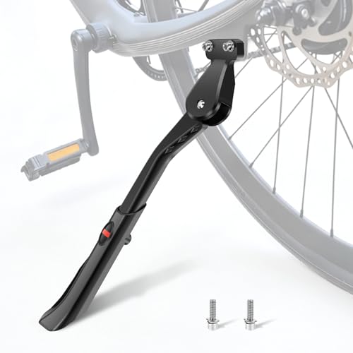 Bike Kickstand, Height Adjustable Bicycle Side Stand for 24 to 29 in Bikes Aluminum Alloy Adjustable Side Kick Stand Widened Base Design for Bikes Road Bicycle Adult/Sports/Kids Bike