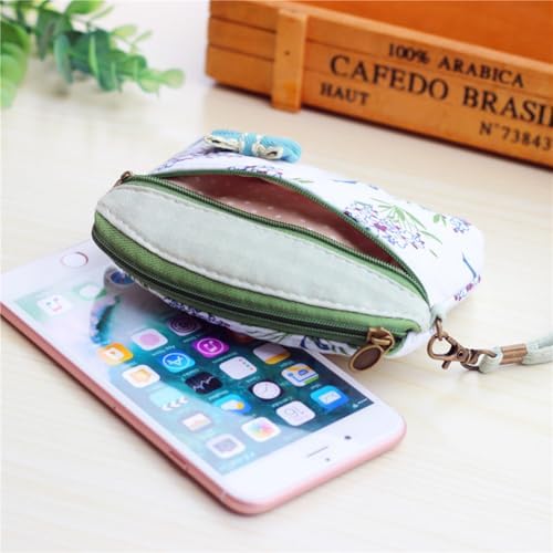 Cute Zipper Floral Coin Purses Small Flower Embroidered Change Pouch Women Girl Gift Bag Mini Flower Coin Wallet Vintage Trinkets Pouch(Green) image 5