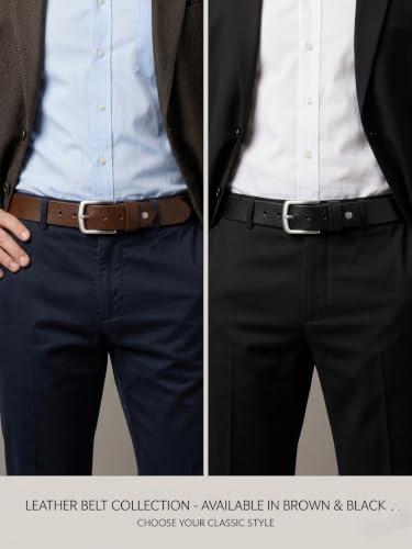 Image of LUQHAD Men's Genuine Leather Belt, Formal & Casual Wear, Rust-Proof Alloy Buckle