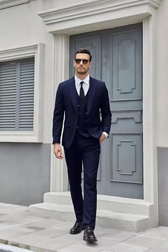 Men's 3 Piece Suits for Men Slim Fit One Button Tuxedo Blazer Vest Pants Wedding Prom Tuxedo Set4