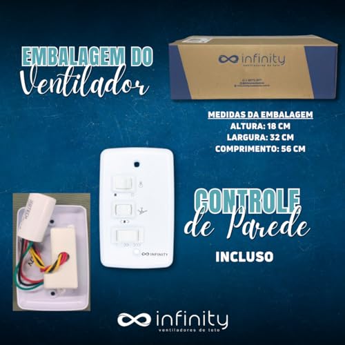 Ventilador De Teto 1054 Línea 4 Pás Mdf com Led 18w Incluso Marca Infinity (127V LED 3000K QUENTE, C