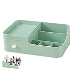 FOREVERIE Makeup Organisers with 1 Drawer, Plastic Skincare Storage Box Desk Organiser Display for Bathroom, Bedroom, Home and Office, Green (Small)