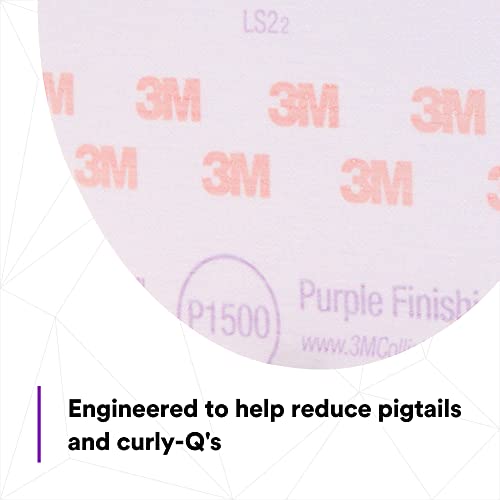 Image of 3M Hookit Purple Finishing Film Abrasive Disc 30667, 6 in, 1500+ Grade, 50 Count, Clear Coat Sanding, Paint Finishing, Defect Removal, Long Lasting (Pack of 4)
