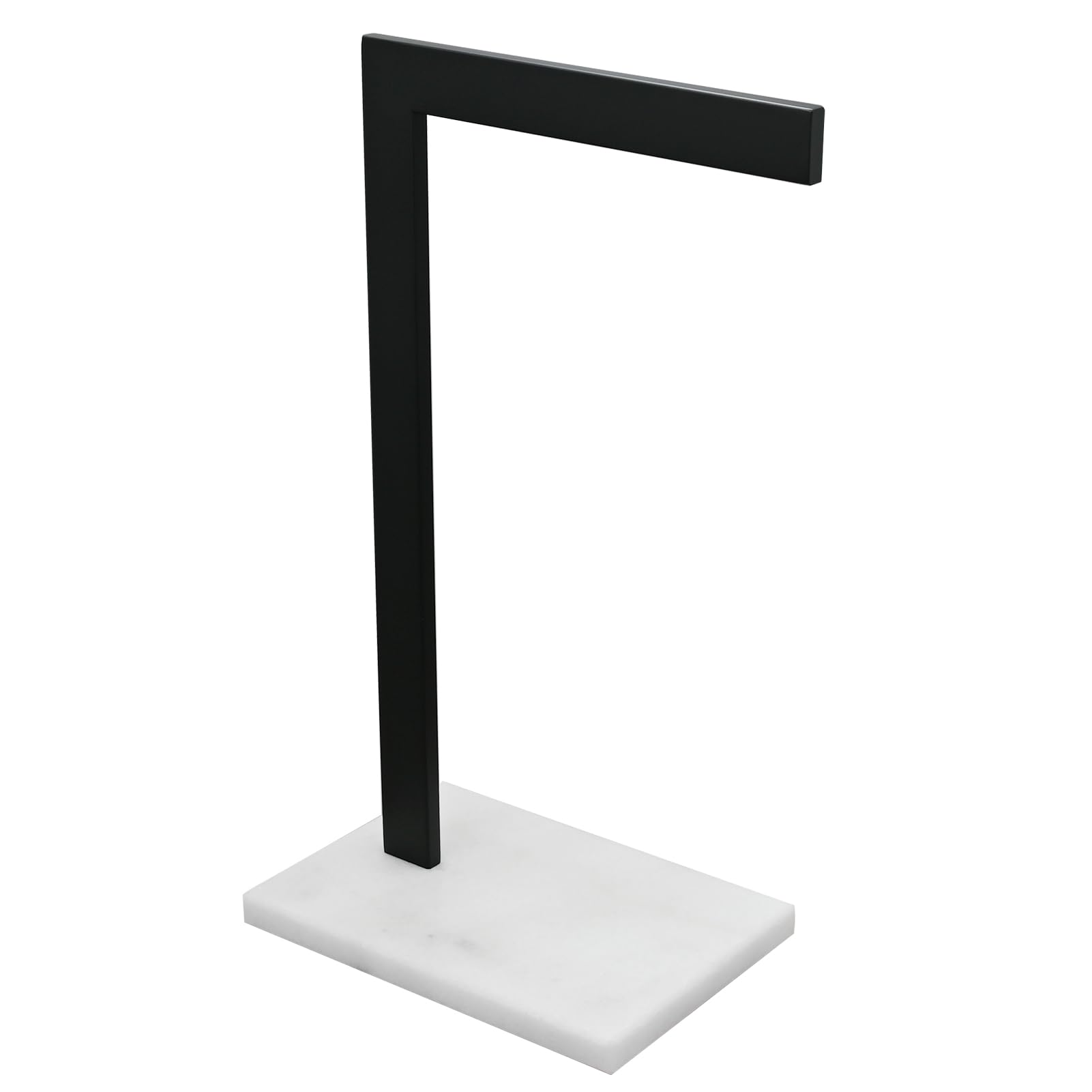 Tecmolog Free Standing Hand Towel Holder Stainless Steel Towel Rack with Marble Base for Bathroom Floor, Black, SBH259B