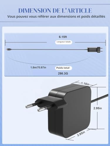 SLRIOYS 65W USB C Chargeur Compatible avec ASUS Vivobook S 13 14 15 16 ExpertBook B1 B2 B5 B3 L5 BM1 Chromebook Flip Zenbook Flip S 13 14 15 16 Duo 3 A14 ROG Ally X z1 Transformer Ordinateur Portable – vue 4