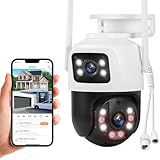 Fuers 6MP Wireless Security Camera, Surveillance Cameras Dual Lens Linkage,360°View,Human Detection,Auto Tracking,Light Alarm,Night Vision,Two-Way Audio,Outdoor Indoor IP66 WiFi Camera for POE NVR