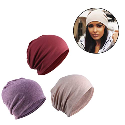 #N/A 3 Peças Femininas Slouchy Gorros Chapéu Alongamento Casual Verão Chapéu Touca Boné