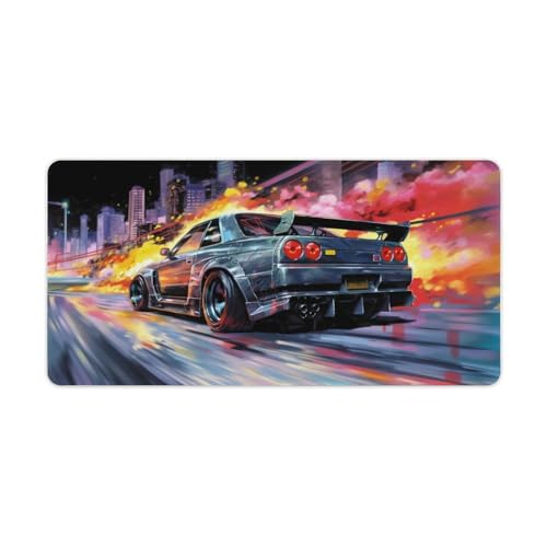 Large Mouse Pad Gaming Cool Japanese Anime R32 Tokyo Drift JDM Car Desk Mat Long Big Mousepad Extended Keyboard Computer Pad Office Desk Organizers and Accessories 23.6 x 11.8 inch