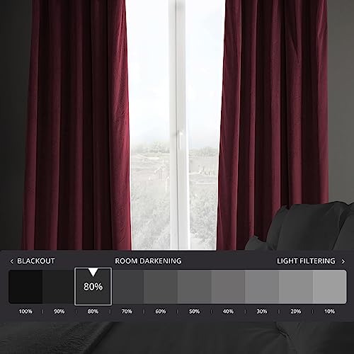 HPD Half Price Drapes Heritage Plush Velvet Curtain (1 Panel), Polyester Blend, Dark Merlot, 50 in x 96 in - Image 2