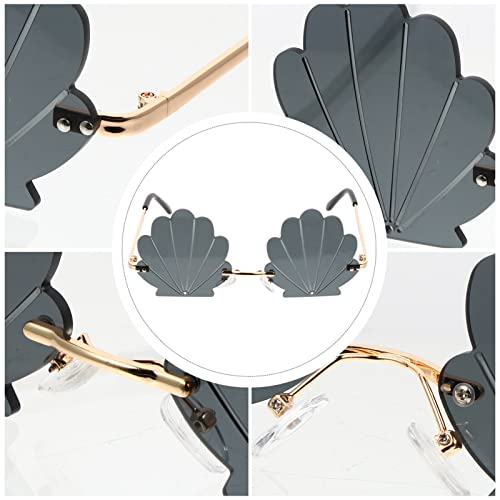 Lunettes de soleil coquillage en métal et PC réutilisables à texture conque