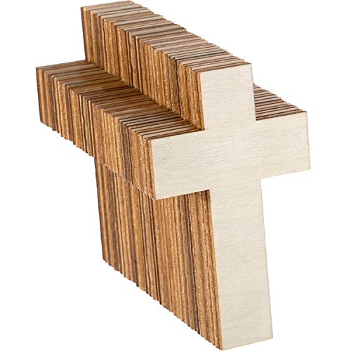 meekoo 36 Pieces Blank Wood Cutouts Unfinished Cross Shaped Wooden Pieces for DIY Arts Craft Project Decoration Gift Tags