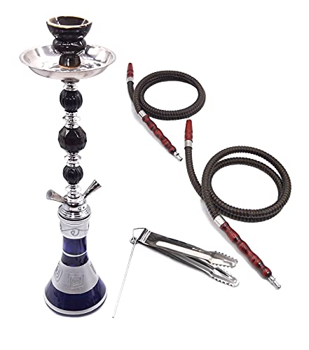 Panda-Vaping,Portable Hookah Set,2 Hose Professional Traditional Triangle Shisha Bong,Glass Vase Narguile 21 Inch Black Complete Water Smoking Huka Pipe With Everything #TOP6