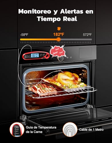 Miniatura 2 de Babacom Termometro Cocina Digital Lectura Instantáneo, Meat Thermometer Con 2 Sondas,Calibración Y Pantalla Retroiluminada. Termómetro Carne Ideal Para Vino Y Cerveza,Horno,Parrilla Y Freidora De Aire