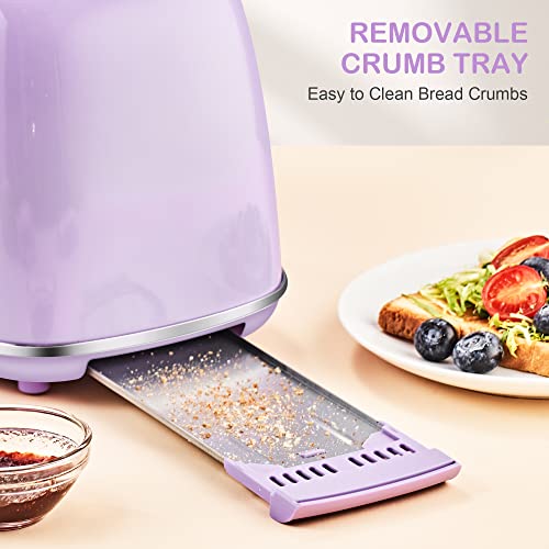 image for REDMOND 2 Slice Toaster Retro Stainless Steel Toaster with Bagel, Canc