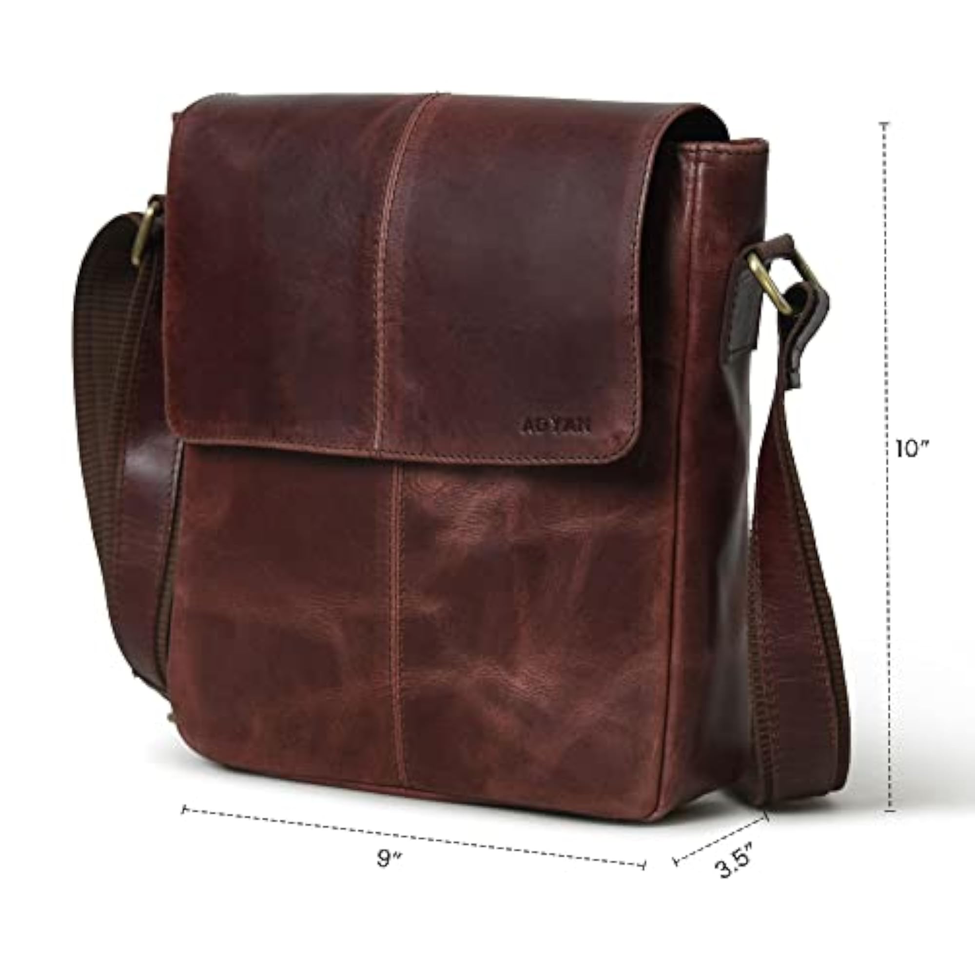 Full Grain Leather Medium Size Cross Body Messenger Bag for Men