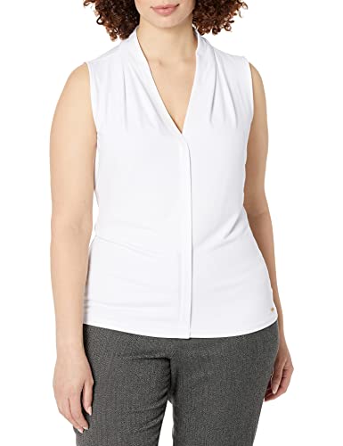 Calvin Klein Women's Sleeveless V-Neck Suiting Blouse,...
