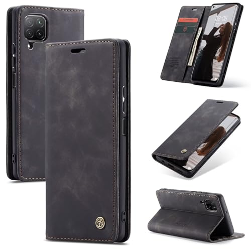 SLWYF Handyhülle für Huawei P40 Lite 4G/nova 6 SE/nova 7i Hülle Premium Lederhülle Klappbar Flip Hülle Tasche Magnet Kartenfach Standfunktion Klapphülle Schutzhülle für Huawei P40 Lite 4G, Schwarz