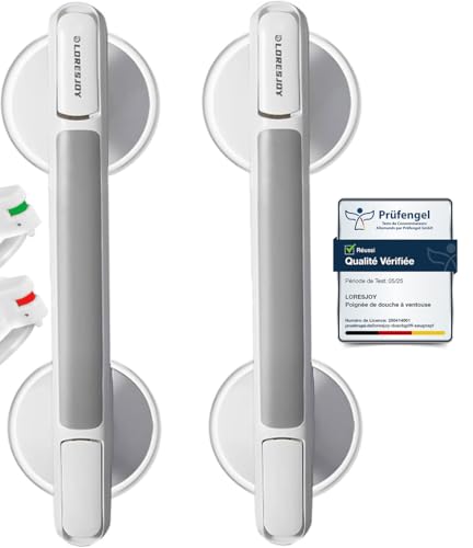 LORESJOY 2 Pieza Agarraderas de Baño con Ventosa y Indicator, Asa de Seguridad para Baño con Ventosas Ducha de Apoyo para Personas Mayores Discapacitados Niños