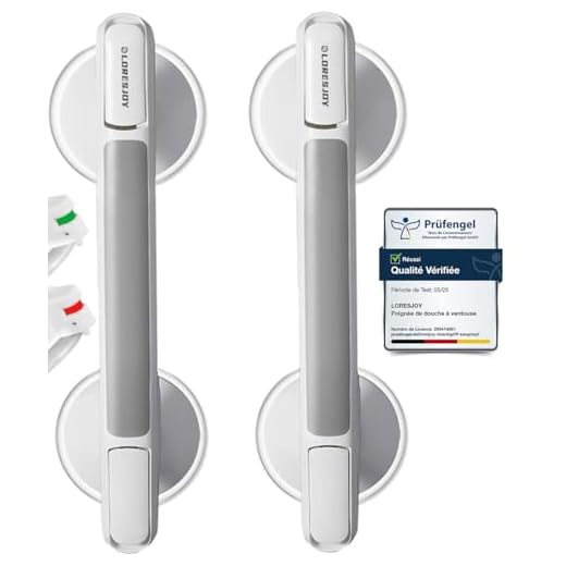 LORESJOY 2 PCS Suction Bathroom Grab Rails, Mobility Support Safety Handle,MAX 110 KG Safety Shower Grab Bars for Seniors, Suction Grab Rails for Bathroom with Suction Cup Fitting