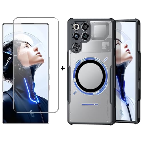 Mifmaney for ZTE Nubia Red Magic 11 Pro / 11 Pro+ Magnetic Case and Screen Protector Accessorise, TPU+PC Shookproof Protection Bumper Back Cover, Matte Clear Protective Casing