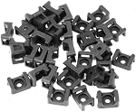 200Pcs Saddle Cable Tie Mount Base, Screw-in Wire Holder for Home Office | Black, nylon, central screw hole, works with standard plastic zip ties, bundle mouse, power, charging cords