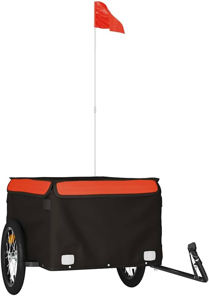 vidaXL Bike Trailer Black and Orange 99.2 lb Iron