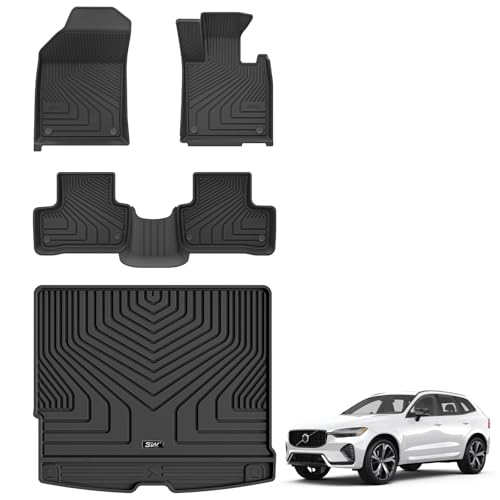 3W Alfombrillas y forro para maletero para Volvo XC60 2019-2024 2025, apto para todo tipo de clima, apto para perros, TPE, impermeable, antideslizante, fácil de limpiar, resistente, accesorios Volvo