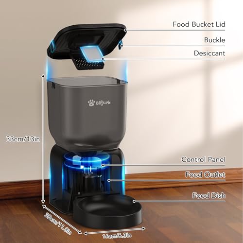 Automatic Cat Feeder, 4L Timed Auto Dry Cat Food Dispenser Programmable Control 1-6 Meals | Dual Power Supply with Desiccant Bag - Image 3