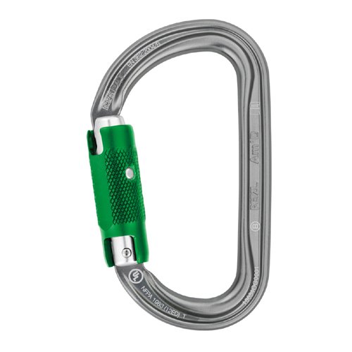 Petzl M34AB PL Am'D PIN-LOCK Asymmetrischer Aluminium-Karabiner, entriegelt, mit Werkzeug, Grau, 10 Stück
