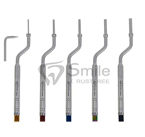 Osteotomes - Juego de 5 osteótomos en ángulo de desplazamiento cóncavo de 2,0 mm - 3,4 mm - 4,3 mm - 5,0 mm