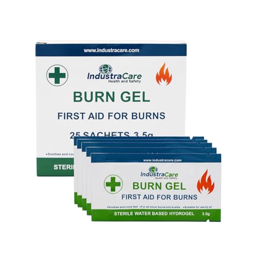 IndustraCare 25 Pack Sterile Compact 3.5g Burns/Scalds/Sunburn Sachet Blots Emergency First Aid Gel Rapid Treatment Soothes & Cools