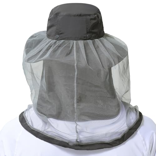Image of BASSDASH UPF 50+ Mosquito Sun Hat with Hidden Head Net and Neck Flap for Men Women Outdoor Fishing Hiking Camping