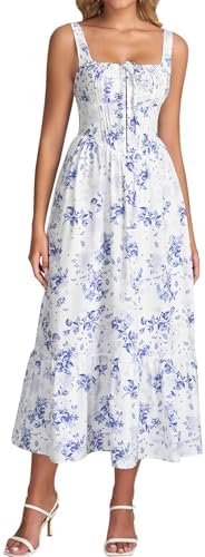 KUTUMAI Summer Corset Midi Wedding Guest Dresses for Women Floral...