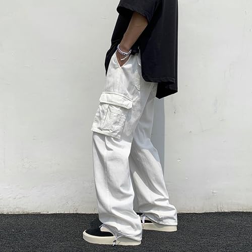 JEShifangjiusu Men's Streetwear Baggy Cargo Pants Trendy Casual Parachute Pant Loose Fit Harem Joggers with Pockets3
