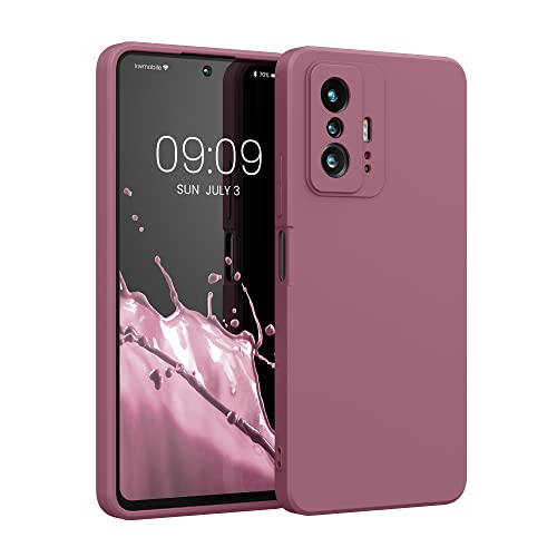 kwmobile Carcasa Compatible con Xiaomi 11T / 11T Pro Funda de Silicona - Flexible con Interior de Microfibra - Suave Protector antigolpes - Rosa Oscuro