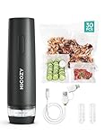 HiCOZY Vacuum Sealer with 30 Reusable Vacuum Sealer Bags, Handheld Vacuum Sealer Machine for Food with Visible Water Tank, LED Battery Display