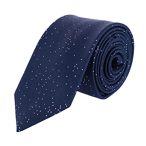 Trafalgar Men's Mystere Metallic Star Light Silk Necktie, Navy with Silver Metallic