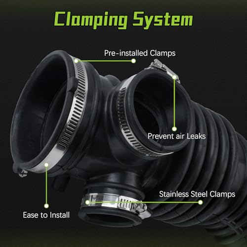 Image of 16576-4W00A Air Cleaner Intake Hose Tube With Clamps for 2001-2003 Infiniti QX4 V6,2001-2003 Nissan Pathfinder V6