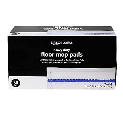 Amazon Basics Heavy Duty Disposable Floor Cleaning Mopping Pads with Absorbent Microfiber, Fits Swiffer WetJet Mopping Systems, 30 Count