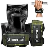 【Amazon.co.jp限定】ボディテック パワーグリップ 筋トレ 握力サポート 高重量対応 デッドリフト ラットプルダウン ベンチプレス リストラップ SCVラバー マジックテープ 男女兼用 カモフラージュ グリーン MLサイズ