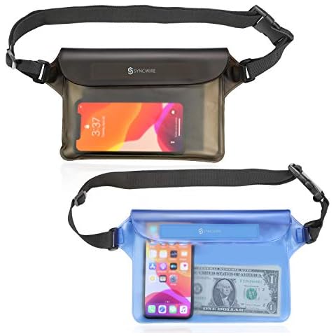 Syncwire Waterproof Pouch Bag with Adjustable Waist Strap (2 Pack) - IP68 Waterproof Waist Bag Screen Touchable Dry Bag with Adjustable Belt for Beach, Swimming, Boating, Fishing, Hiking, etc Cover