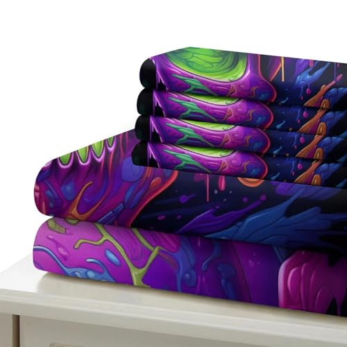 Parure de lit vibrantpainted Neonskull microfibre 3 pièces douce - 7