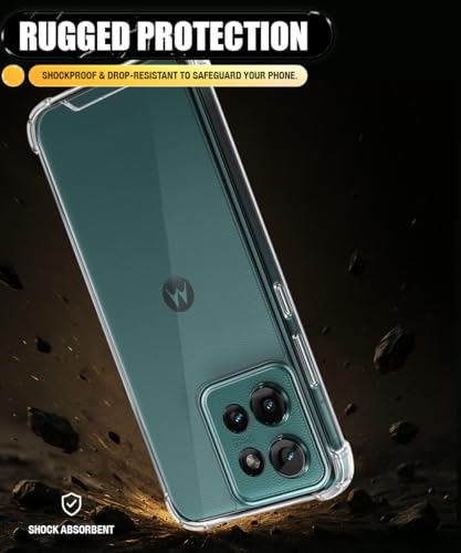 Image of WOW IMAGINE Ultra-Hybrid Crystal Clear Back Case for Motorola Moto Edge 50 5G | Shockproof Design | Camera Protection Bump | Hard Clear Mobile Back Cover with Cushioned Edges - Transparent